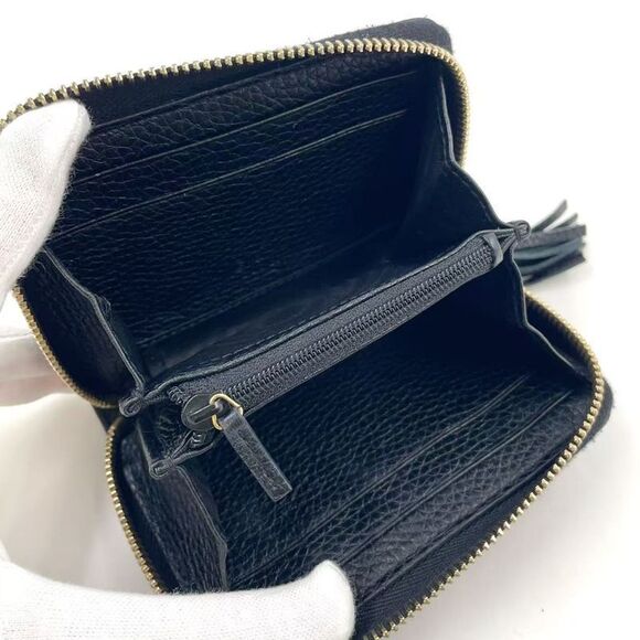 Gucci Soho GG Round Zip Wallet Leather Black Gold - Picture 3 of 13